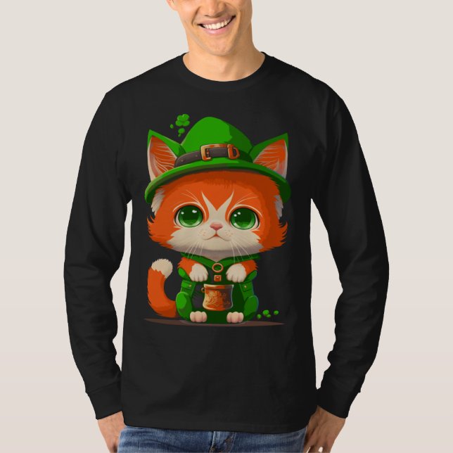 Camiseta Gnome Cat St Patricks Day Kids Toddler Girl Boy (Frente)