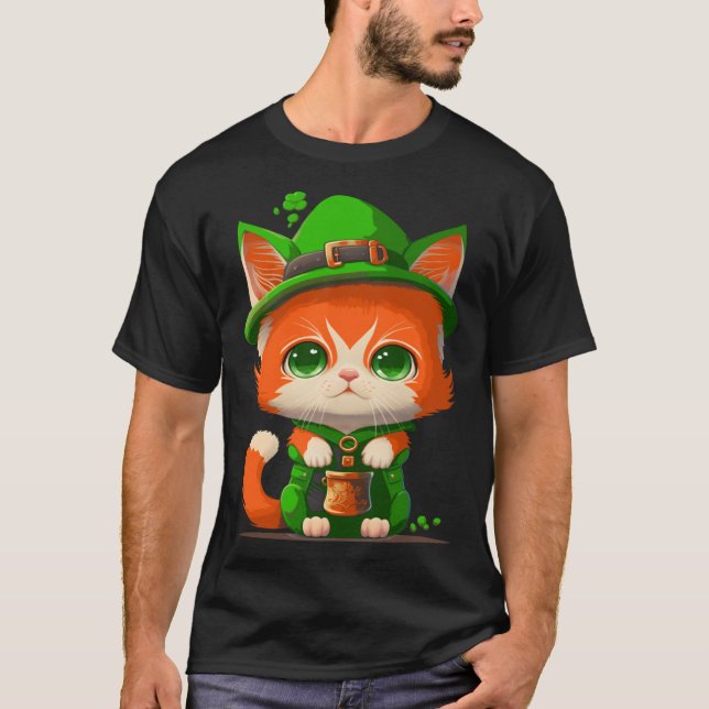 Camiseta Gnome Cat St Patricks Day Kids Toddler Girl Boy (Frente)
