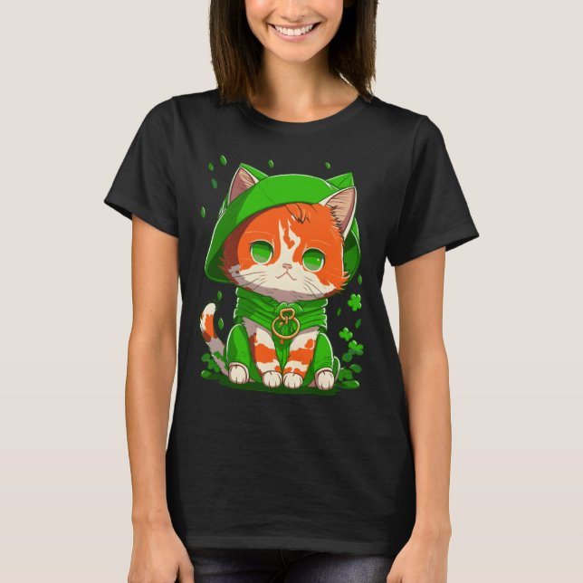 Camiseta Gnome Cat St Patricks Day Kids Toddler Girl Boy  2 (Frente)