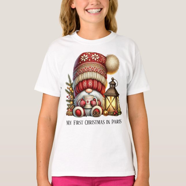 Camiseta Gnome Christmas Coco Long Girls T-shirt (Frente)