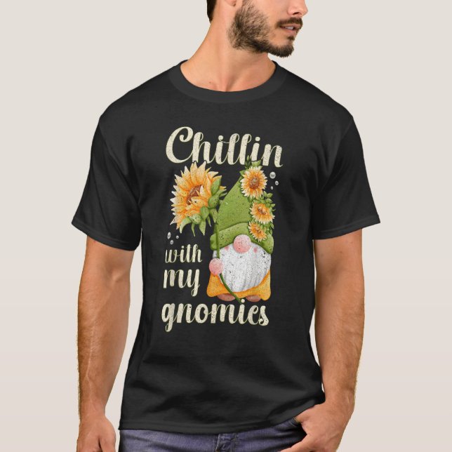 Camiseta Gnome com motif de primavera de girassol com gno d (Frente)