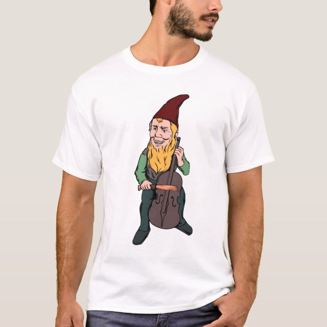Camiseta Gnome com Violino (Cor) | Presente para F (Frente)