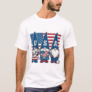 Camiseta Gnome da bandeira dos EUA patriota Design vetorial
