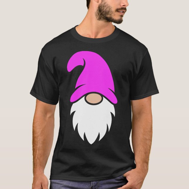 Camiseta Gnome de Natal com Chapéu Rosa (Frente)