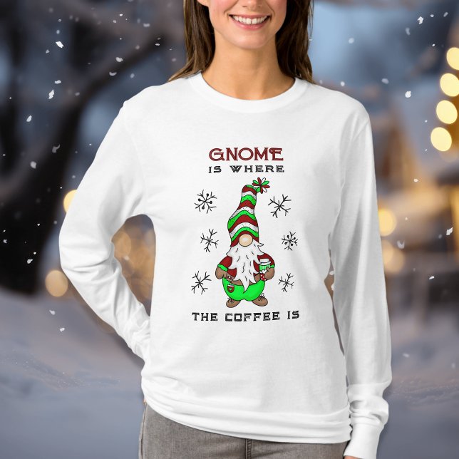 Camiseta Gnome é onde está o café | Festa de Natal (Criador carregado)