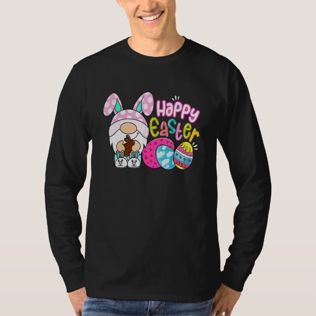 Camiseta Gnome Easter Eggs Hunting Bunny Gnome Gnomies Happ (Frente)
