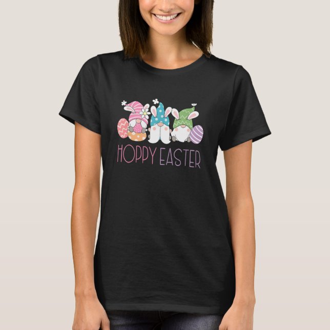 Camiseta Gnome Easter Eggs Hunting Bunny Gnomies Hopp (Frente)