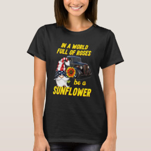 Camiseta Gnome Girassol Hotrod EUA 4 De Julho Independência
