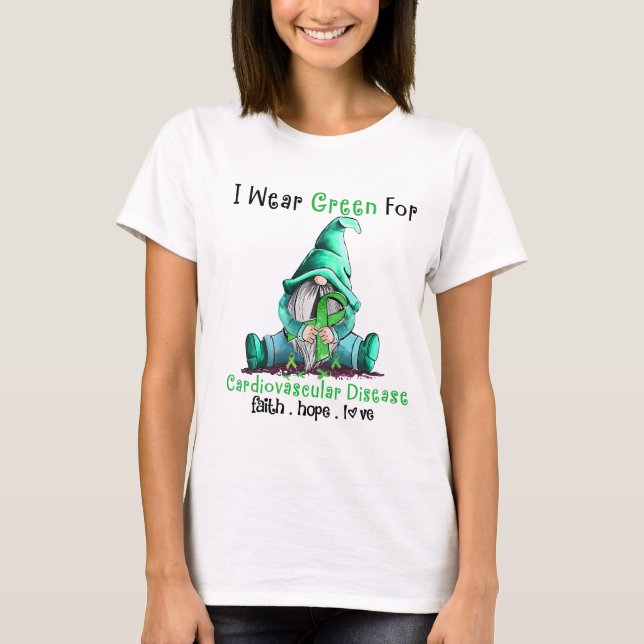 Camiseta Gnome I veste verde para doença cardiovascular (Frente)