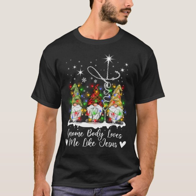Camiseta Gnome Natal Corpo Gnomo Ama Como Jesus Gnomos (Frente)