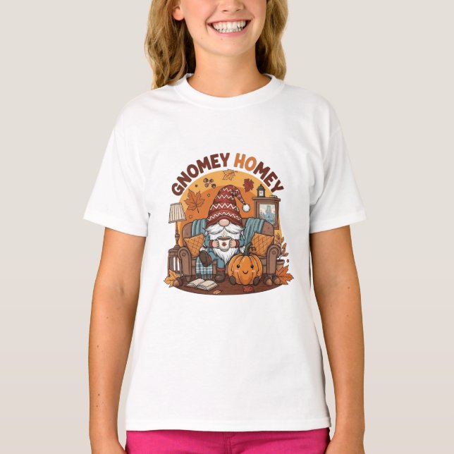 Camiseta Gnome no design de abóbora sazonal doméstico (Frente)