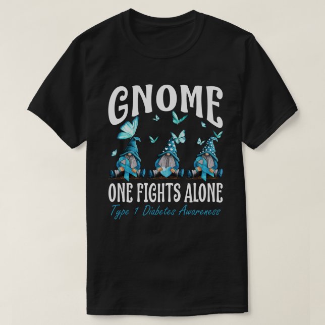 Camiseta Gnome One combate sozinho a consciência da diabete (Frente do Design)