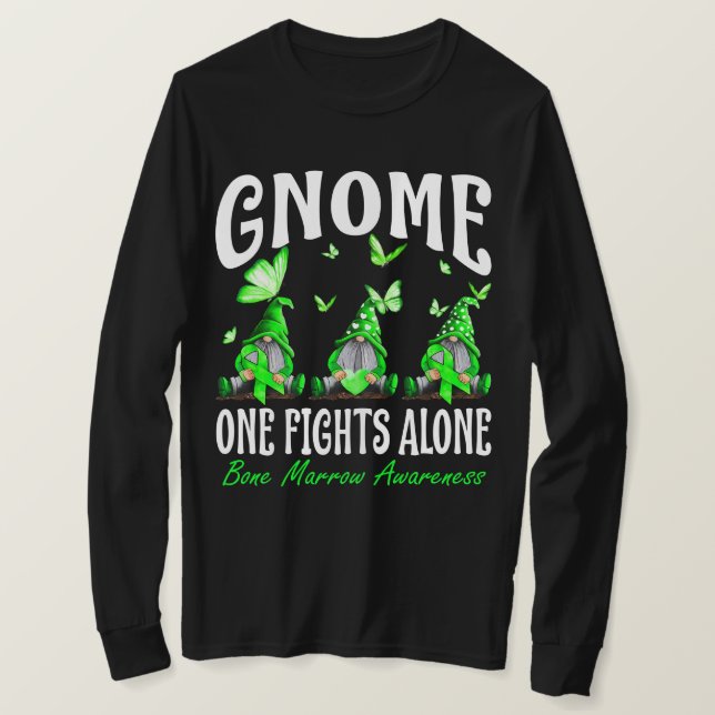 Camiseta Gnome One Fights Alone Bone Marrow Awareness (Frente do Design)