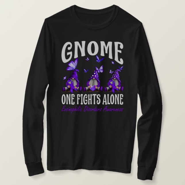 Camiseta Gnome One Fights Alone Eosinophilic Disorders Awar (Frente do Design)