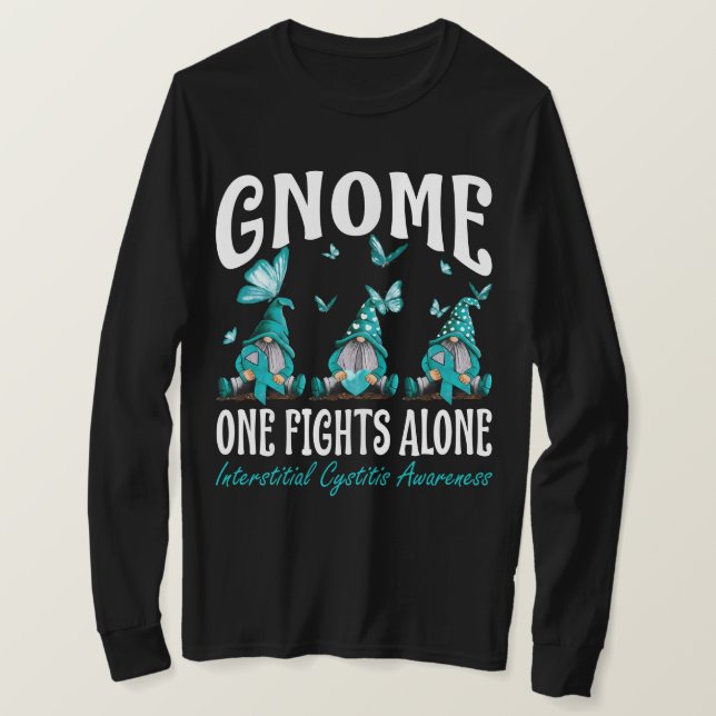 Camiseta Gnome One Fights Alone Interstitial Cystitis Aware (Frente do Design)