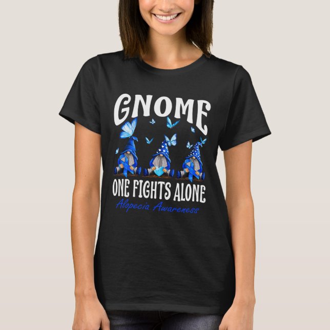Camiseta Gnome One luta sozinho Alopecia Consciência 1 (Frente)