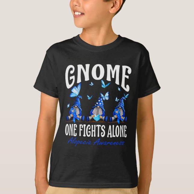 Camiseta Gnome One luta sozinho Alopecia Consciência 1 (Frente)