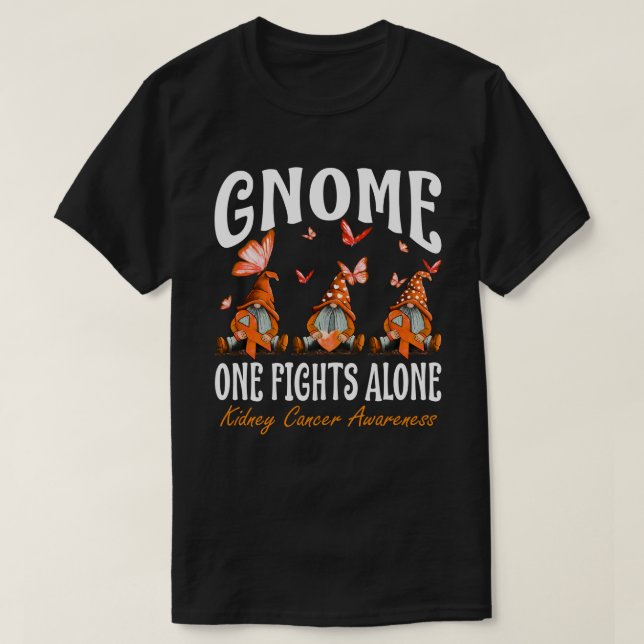 Camiseta Gnome One luta sozinho Cancer de rim (Frente do Design)