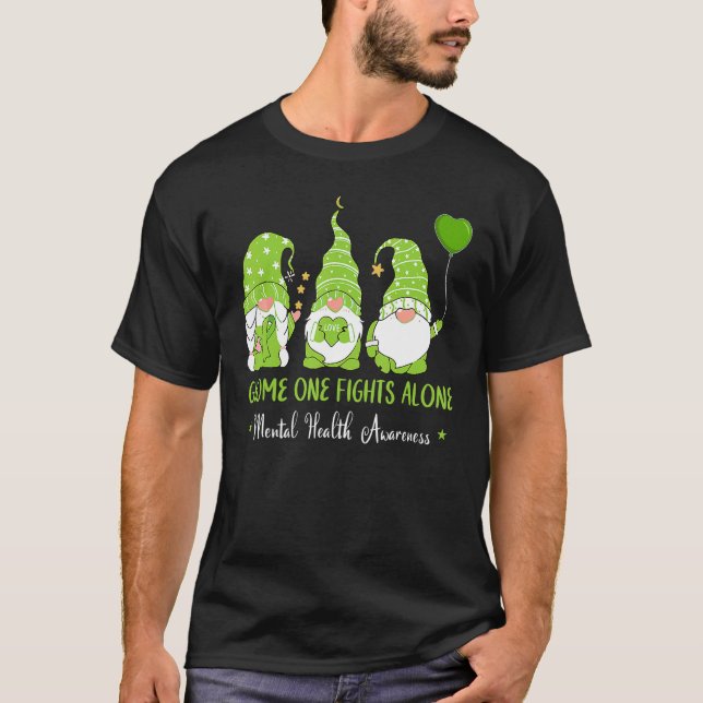Camiseta Gnome One luta sozinho com a saúde mental verde da (Frente)