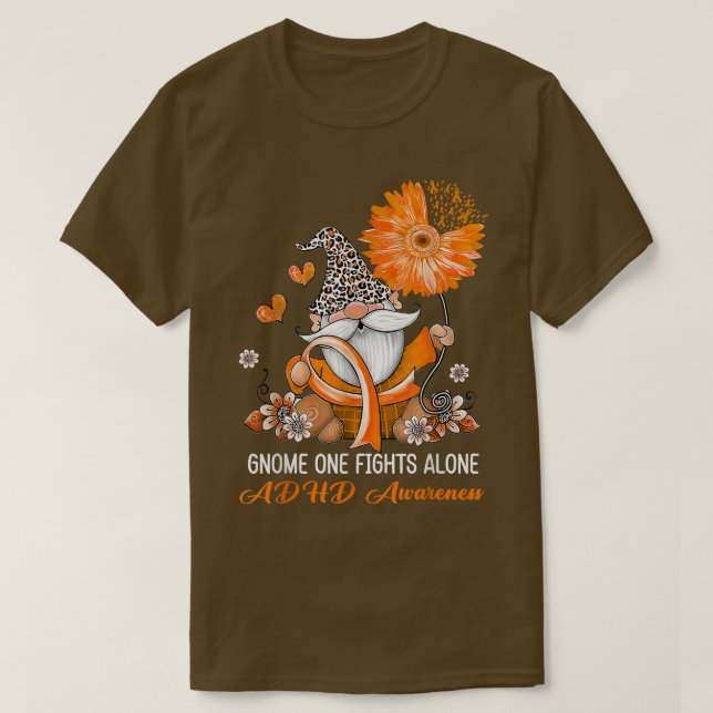 Camiseta Gnome One luta sozinho Friso Sensibilização ADHD (Frente do Design)