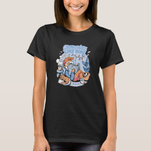 Camiseta Gnome Place Como Home Cozy Leitura Chill Cat
