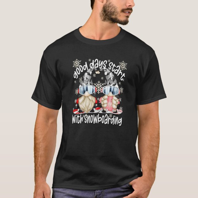 Camiseta Gnome Snowboard Dad And Mom Fun Quote For Snowboar (Frente)