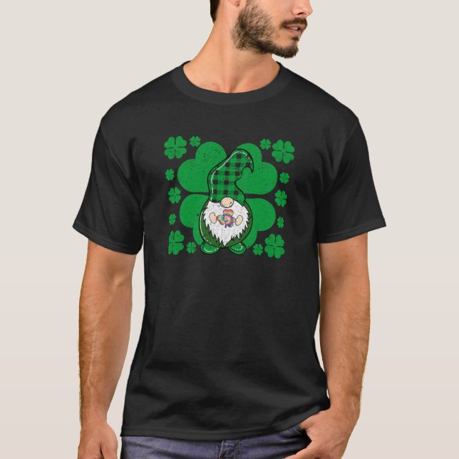 Camiseta Gnome Tie Dye Shamrock C St Patricks Day Hippie Ir (Frente)