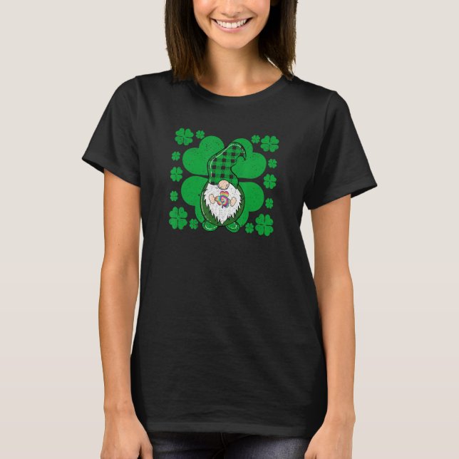 Camiseta Gnome Tie Dye Shamrock Clover St Patricks Day Hipp (Frente)