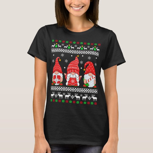 Camiseta Gnome Ugly Christmas Sweater Gnomos (Frente)