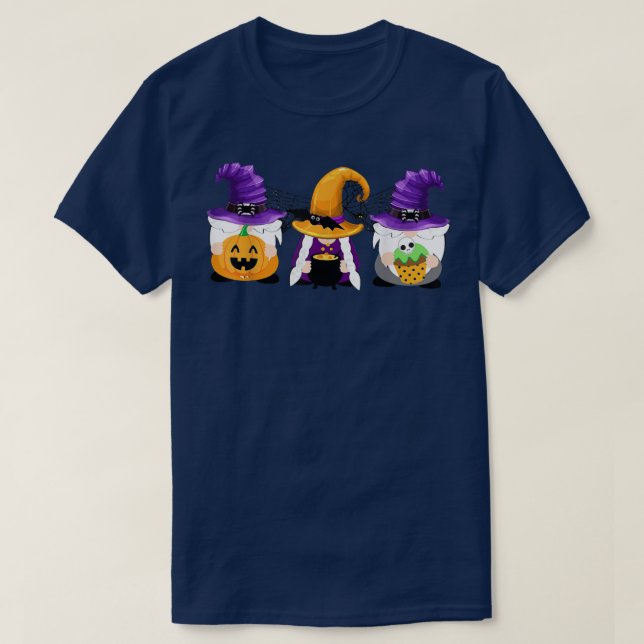 Camiseta Gnome Witch Jackolantern Bat Spider Halloween Cost (Frente do Design)