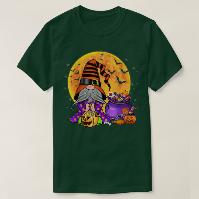 Camiseta Gnome Witch Pumkin Jack O Lantern Candy Halloween  (Frente do Design)