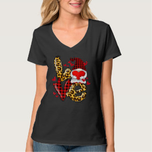 Camiseta Gnome Xadrez Vermelho Amor Gnome Leopardo Dia dos