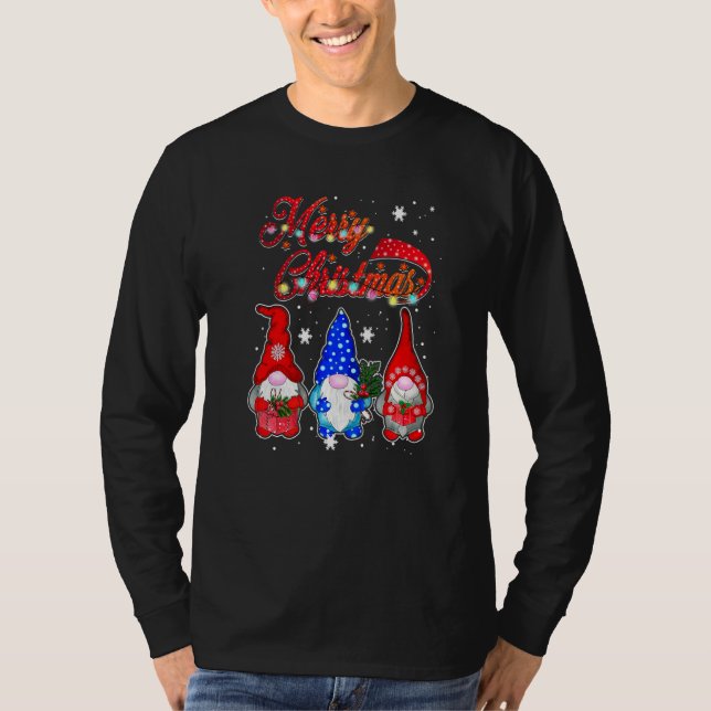 Camiseta Gnome Xmas Pajamas Garden Merry Christmas Matching (Frente)