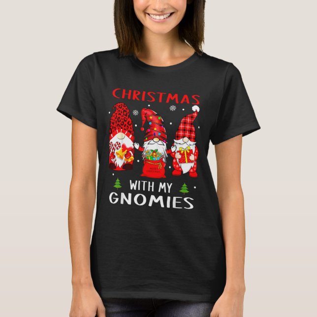 Camiseta Gnomes Christmas Family Leopard Funny Plaid Men Wo (Frente)