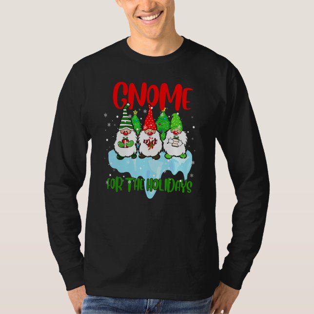 Camiseta Gnomes For Xmas  Holidays Three Gnomes With Presen (Frente)