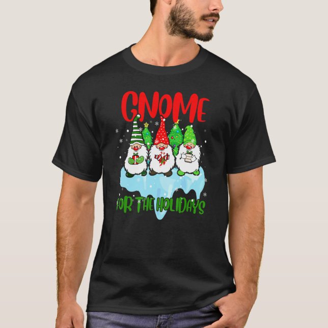 Camiseta Gnomes For Xmas  Holidays Three Gnomes With Presen (Frente)