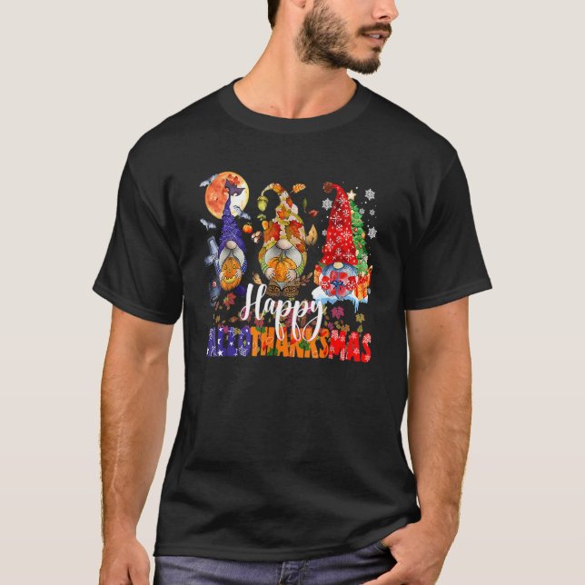 Camiseta Gnomes Halloween Thanksgiving Christmas Happy Hall (Frente)