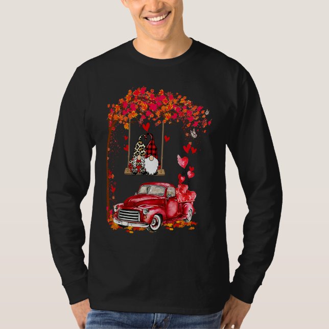 Camiseta Gnomes In Trucks Happy Valentine Couple Matching (Frente)