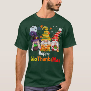 Camiseta Gnomes Lover Halloween Merry Christmas Happy Hallo