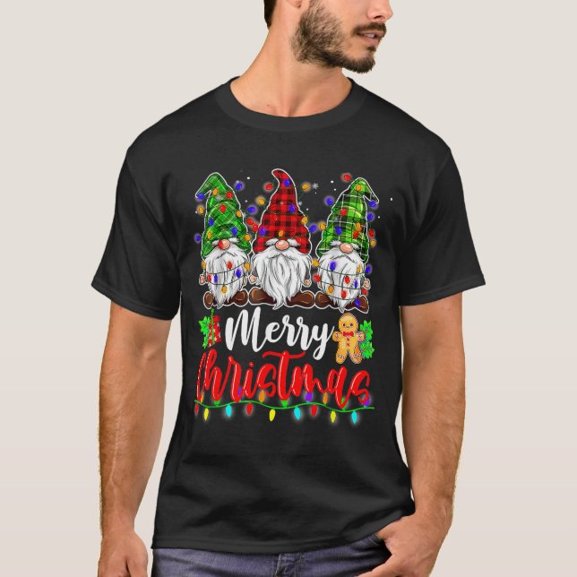 Camiseta Gnomes Merry Christmas Light Gnome Xmas  (Frente)