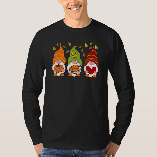 Camiseta Gnomes Pumpkin Turkey Thanksgiving Day Cute Fall A (Frente)