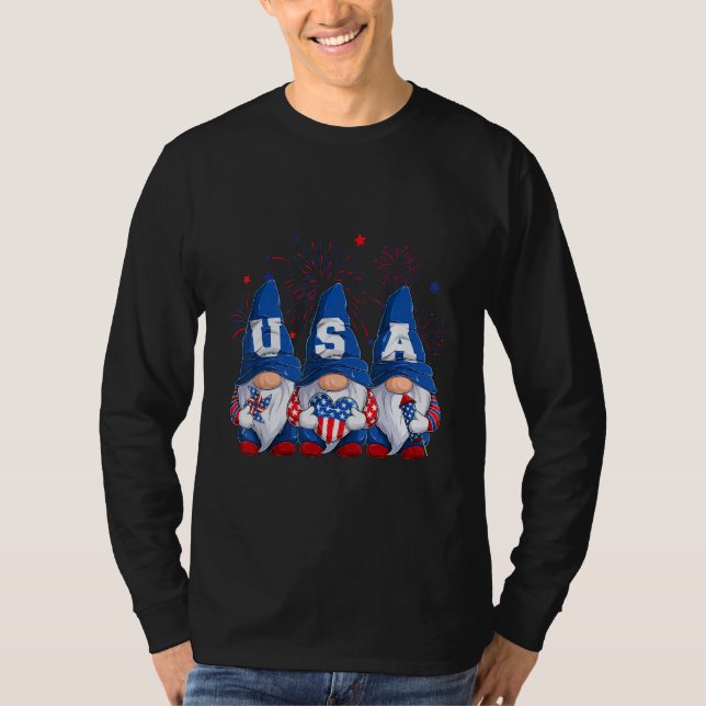 Camiseta Gnomes USA Firework 4th Of July American 2023 Patr (Frente)