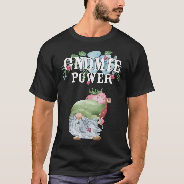Camiseta Gnomie De Potência Única De Energia De Flor Funny  (Frente)