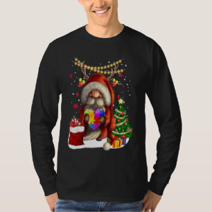 Camiseta Gnomo Abraço Autismo Coração Feliz Natal Gnomo Aut