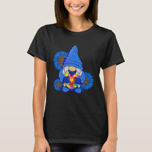 Camiseta Gnomo Azul de Conscientização do Autismo com Giras