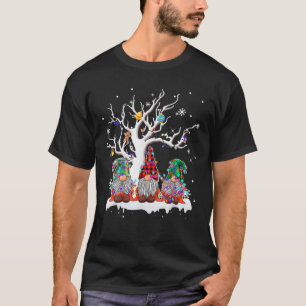 Camiseta Gnomo Bonito Buffalo Xadrez Árvore de Natal Luz Fe