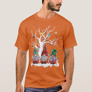 Camiseta Gnomo Bonito Buffalo Xadrez Árvore de Natal Luz Fe