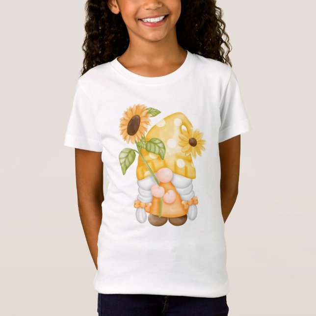 Camiseta Gnomo Bonito com T-Shirt Girassol (Frente)