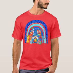 Camiseta Gnomo Cento Arco-Íris Leopardo Autismo Diversão Ea