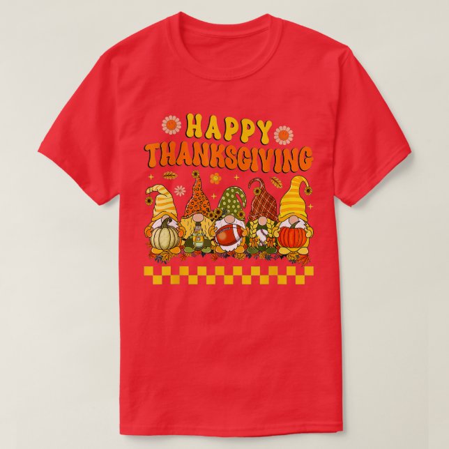 Camiseta Gnomo Cute Pumpkin Autumn Hippie Happy Graças (Frente do Design)